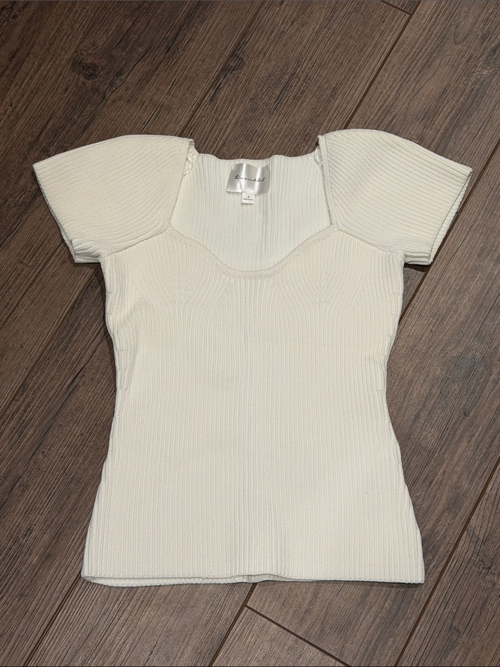Line & Dot Ivory Ribbed Cropped Sweater Top
